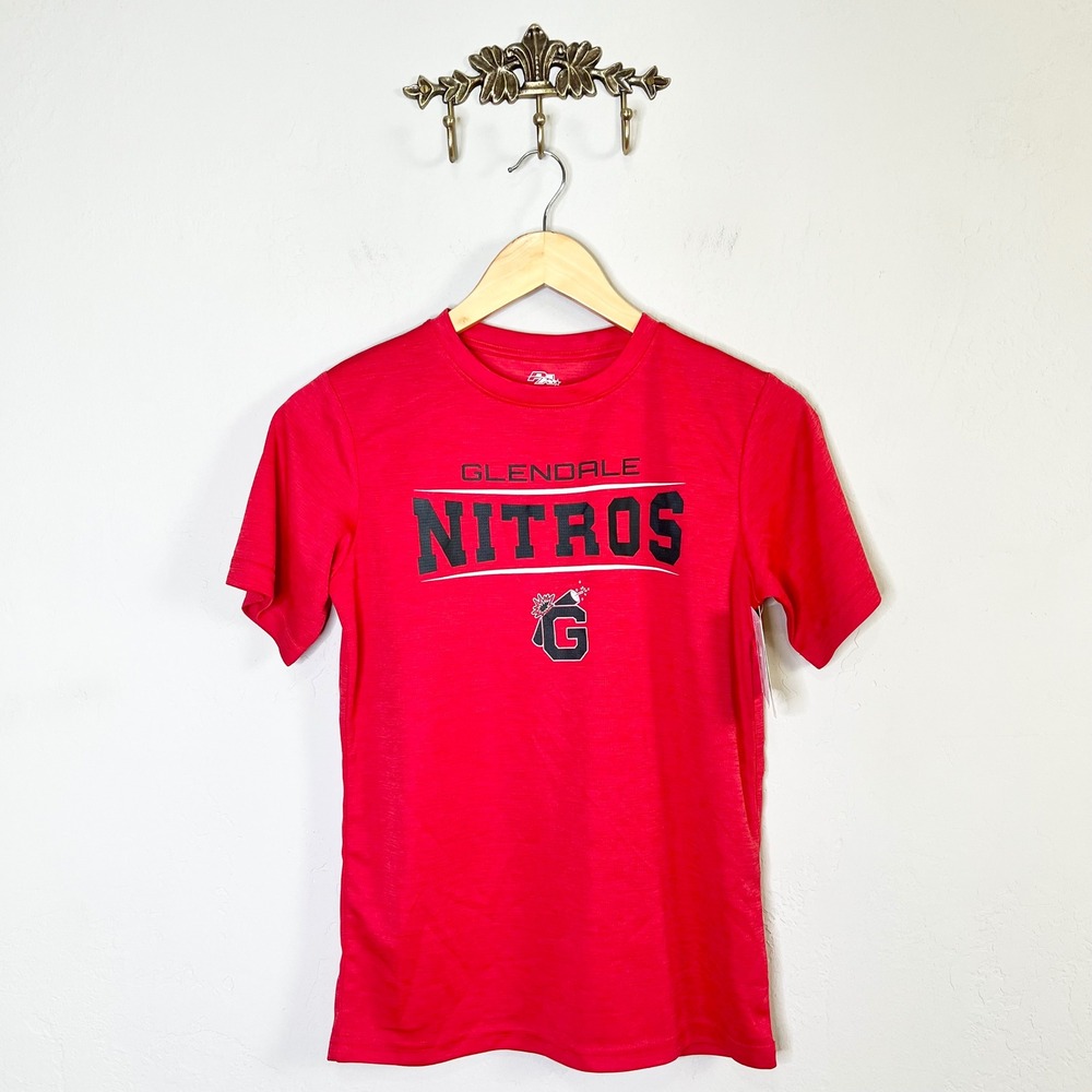 Arizona Glendale Nitros Athletic T-Shirt Boys Size Large Red Performance Tee NEW